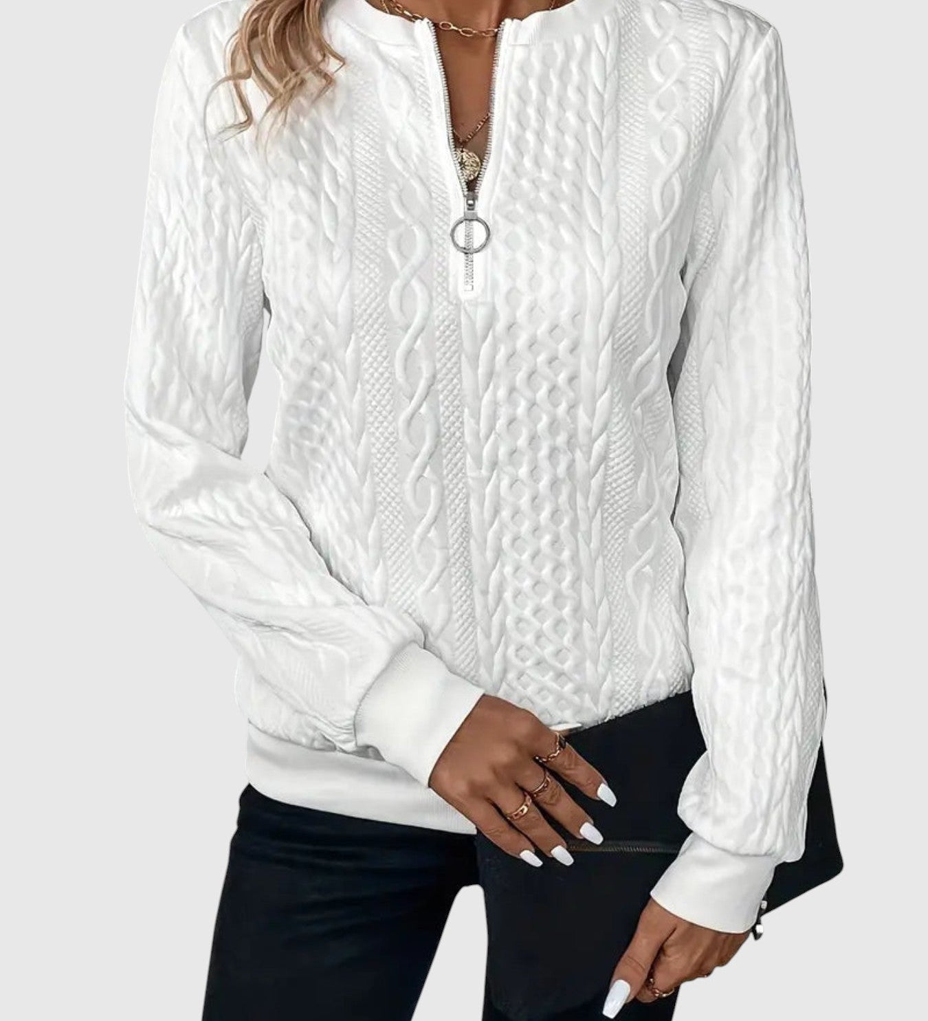 Amalie - Kötött pulóver cipzáras dizájnnal