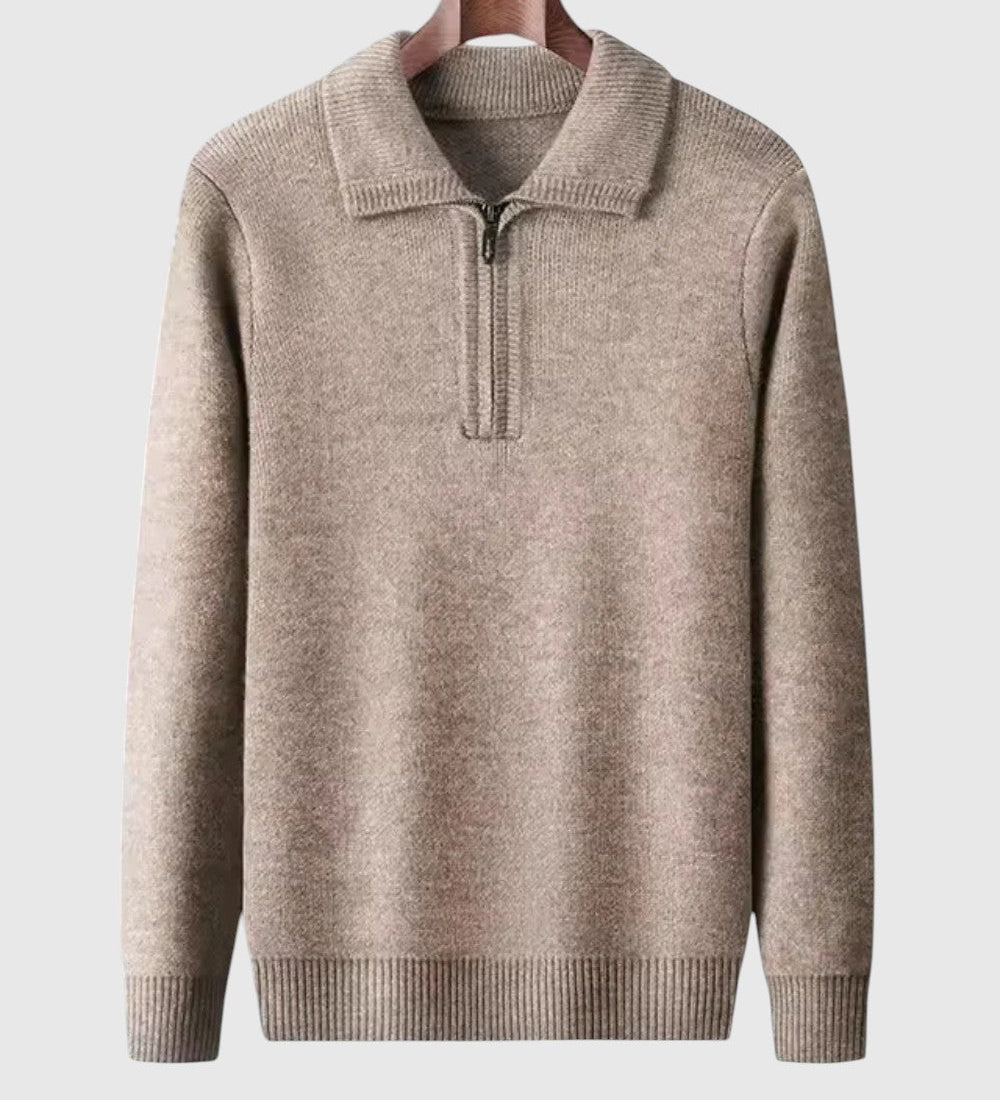 Levente - Kasjmírvékony pulóver negyedzipzárral Gstaad