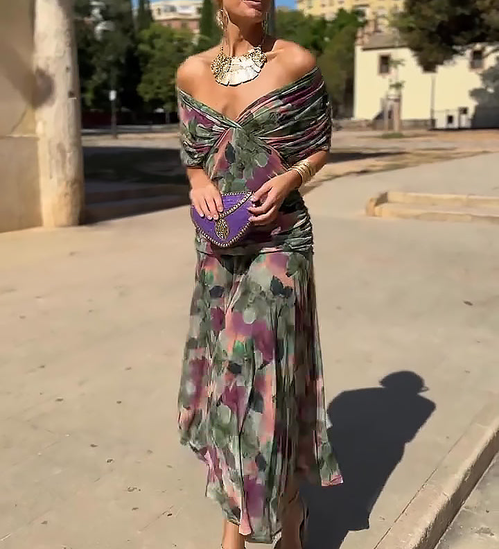 Orsolya - Elegáns maxi ránctalan ruha