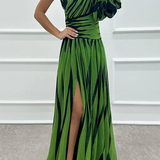 Judit - Elegáns csíkos maxi ruha egy vállal