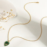 Matilde Nyaklánc Zöld Smaragd Szív