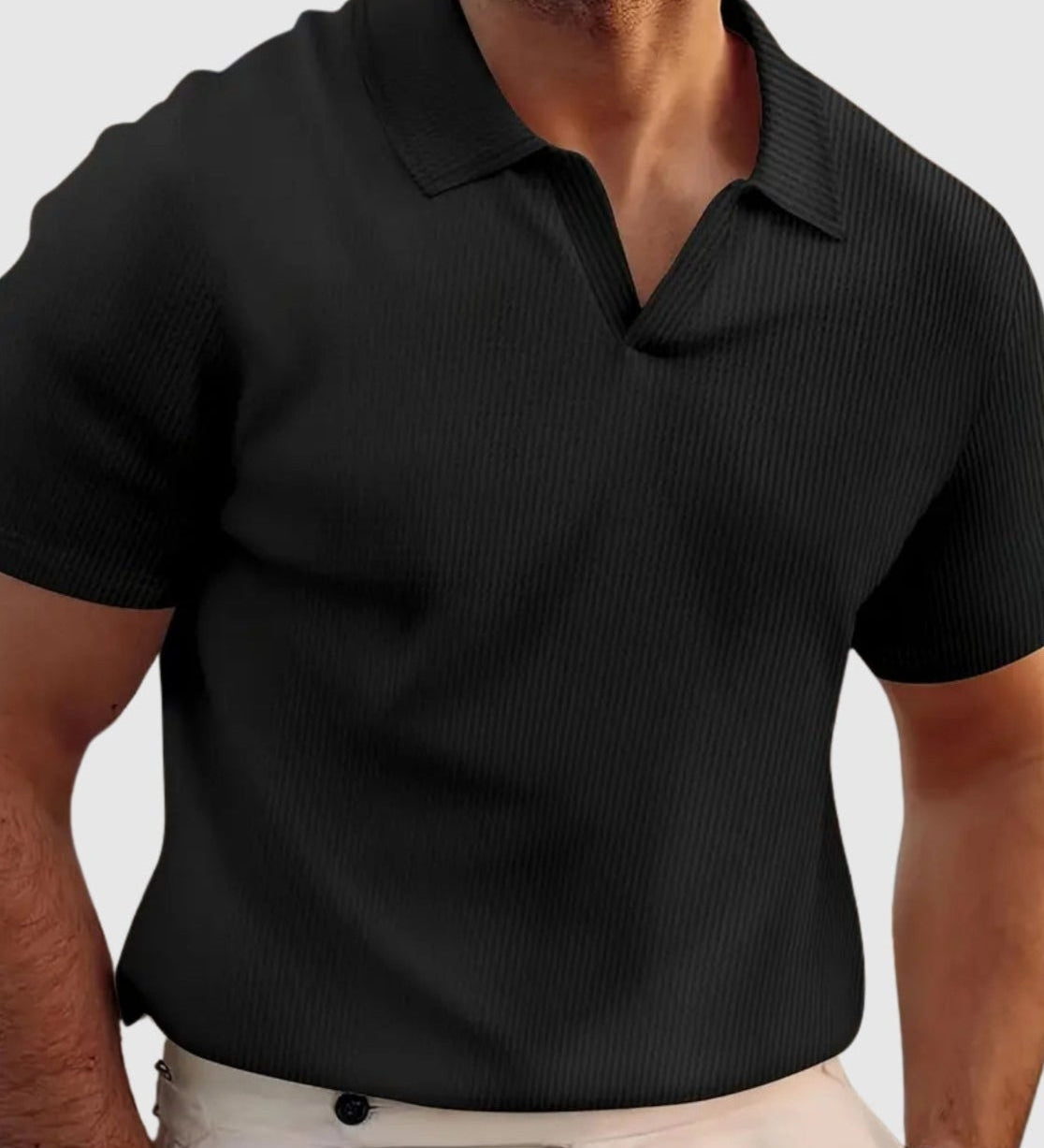 Sebestyén – V-nyakú ribana póló