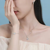 Macska fülbevalók hold- és csillagmotívummal, 925-ös sterling ezüstből, cirkónia kövekkel