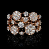 Rózsaszín Arany Vintage Gyűrű Csillogó Kövekkel