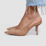 Anna - Nude színű slingback magassarkú, vékony sarokkal