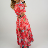 Emese - Elegáns Virágmintás V-nyakú Ruha
