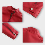 Modern Rövid Bőrkabát Cipzárral