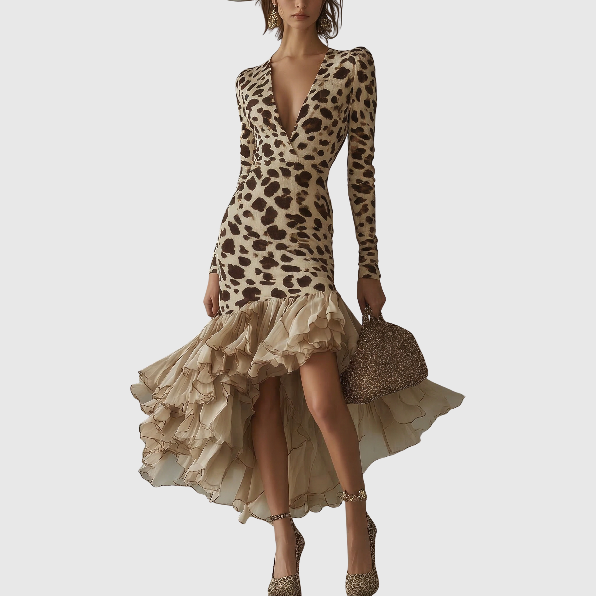 Krisztina – Elegáns Női Ruha Fodros Szegéllyel