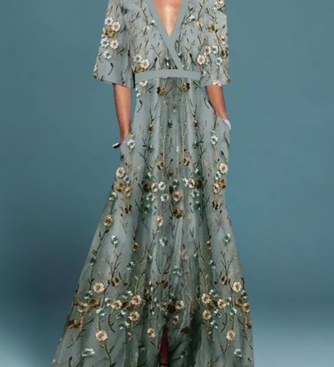 Lilla - Elegáns virágmintás maxi ruha
