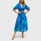 Ilona - Elegáns virágmintás midi ruha
