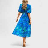 Emese - Elegáns virágmintás midi ruha
