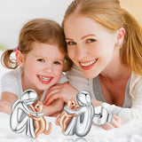 Két színű Ezüst és Arany Maci Ölelős Fülbevalók