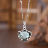 Vintage Nyaklánc és Fülbevaló Kék Ovális Drágakövekkel