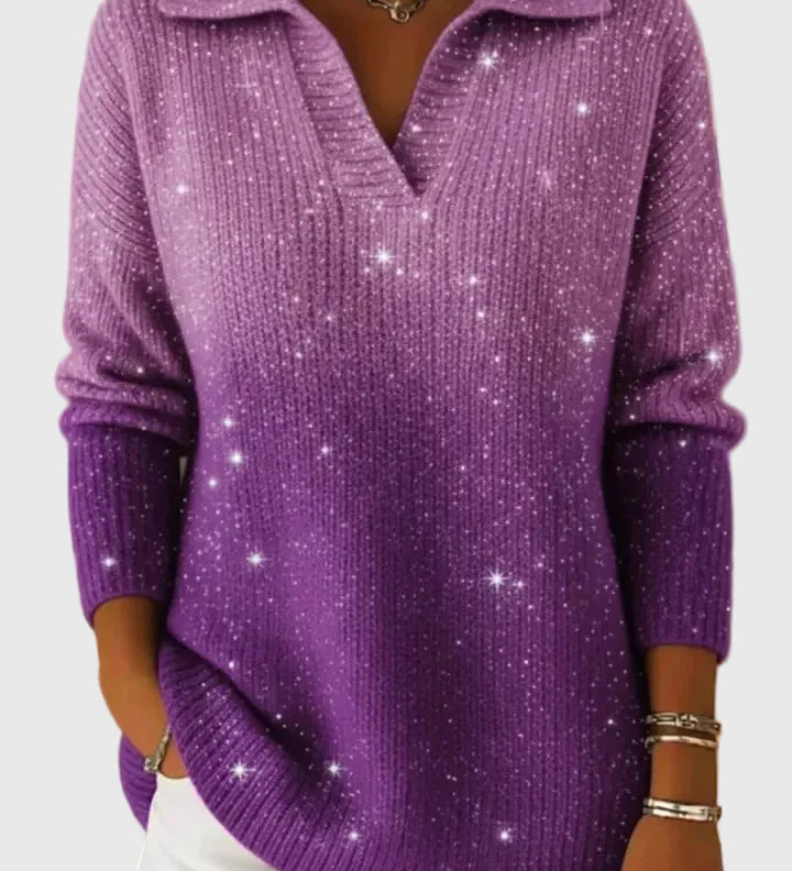 Falka - Kötött Pulóver Gallérral és Csillagos Ég Minta