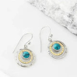Boho Saturno fülbevalók türkizkővel ezüstben és aranyban