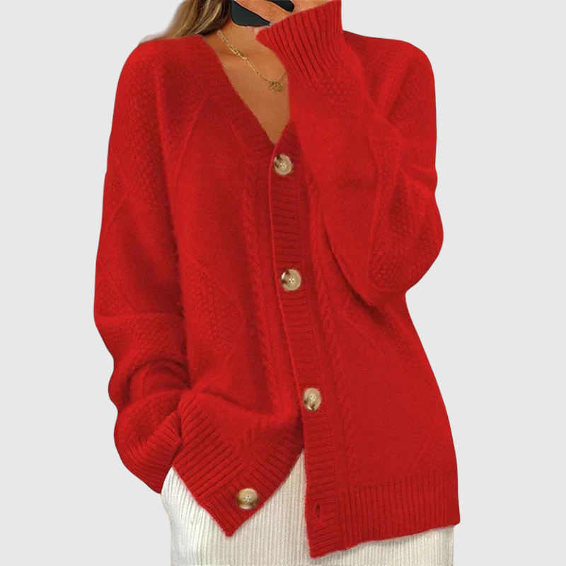 Elóiz - Kényelmes kardigán kötött mintával