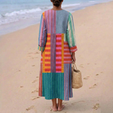 Ágnes - Hosszú, többszínű patchwork ruha