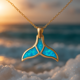 Aranygyűrű delfinfarokkal és kék opállal