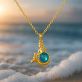 Aranyszínű Sellő Nyaklánc Kék Kristállyal